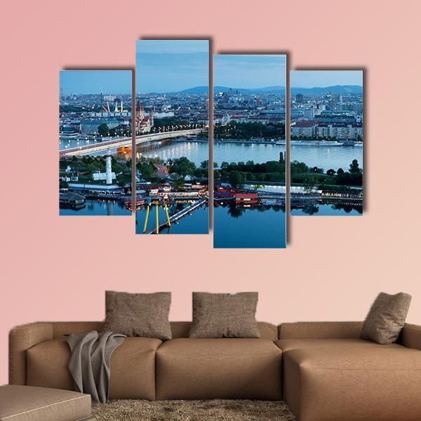 Vienna View At Night Canvas Wall Art-4 Pop-Gallery Wrap-50" x 32"-Tiaracle