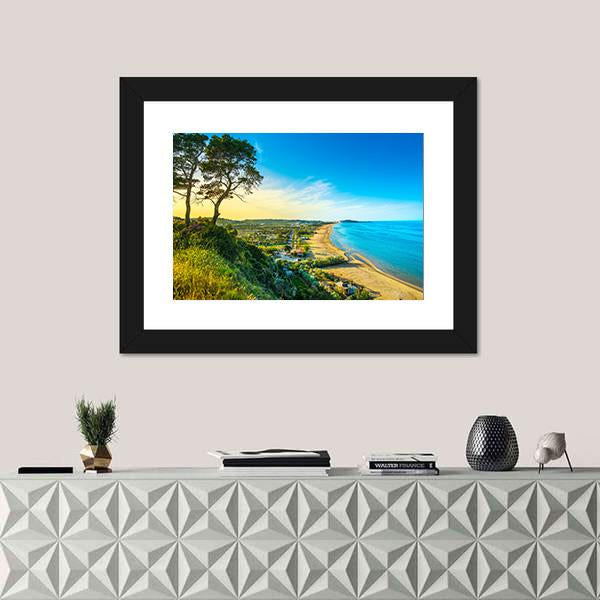 Vieste And Pizzomunno Beach View Canvas Wall Art-1 Piece-Framed Print-20" x 16"-Tiaracle