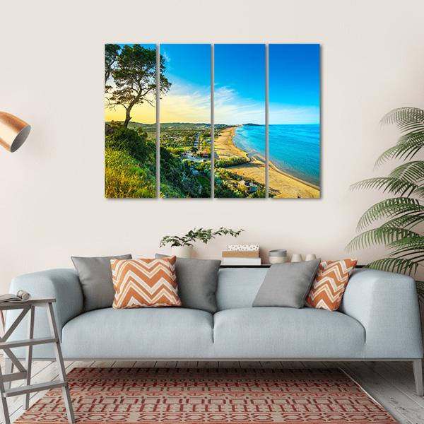 Vieste And Pizzomunno Beach View Canvas Wall Art-4 Horizontal-Gallery Wrap-34" x 24"-Tiaracle