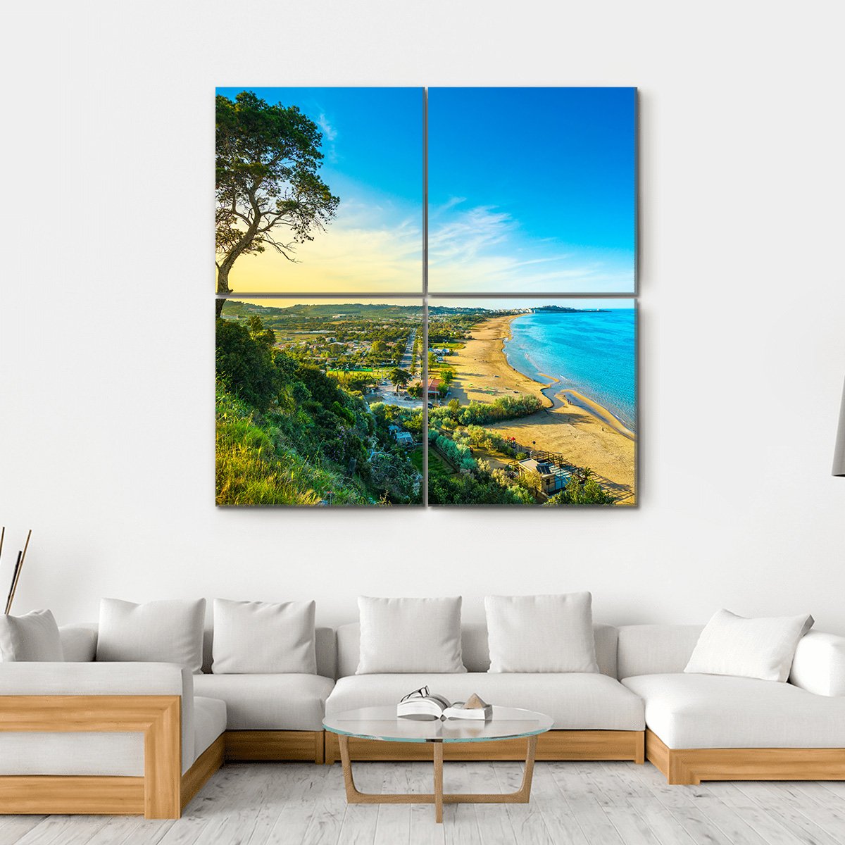 Vieste And Pizzomunno Beach View Canvas Wall Art-4 Square-Gallery Wrap-17" x 17"-Tiaracle