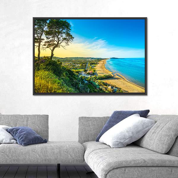 Vieste And Pizzomunno Beach View Canvas Wall Art-3 Horizontal-Gallery Wrap-25" x 16"-Tiaracle