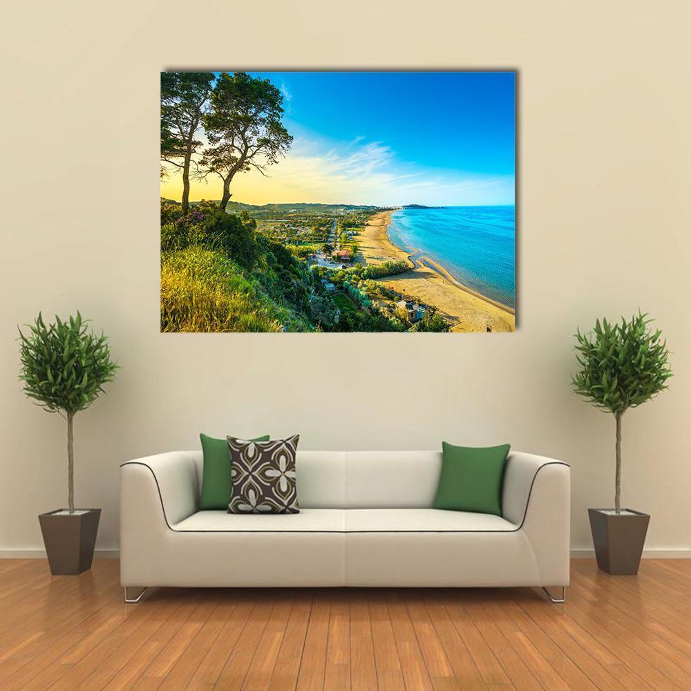 Vieste And Pizzomunno Beach View Canvas Wall Art-1 Piece-Gallery Wrap-48" x 32"-Tiaracle