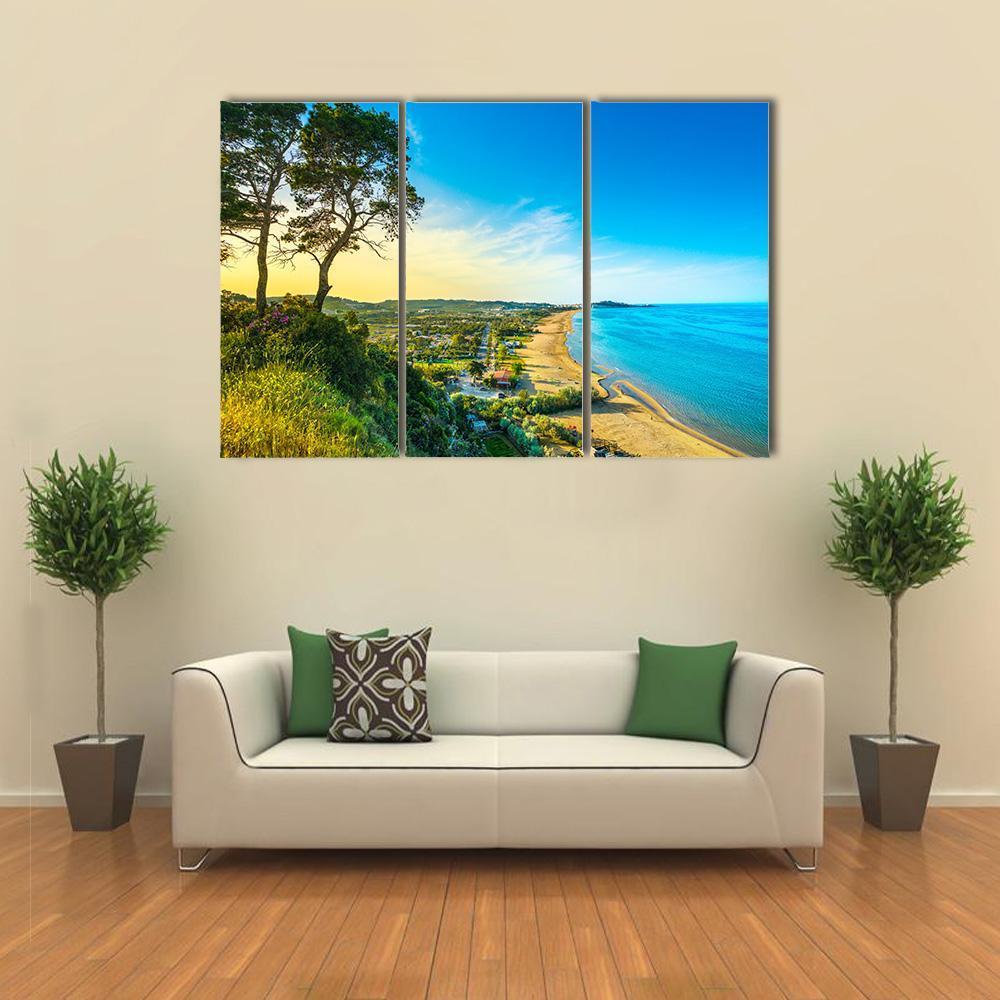 Vieste And Pizzomunno Beach View Canvas Wall Art-3 Horizontal-Gallery Wrap-37&quot; x 24&quot;-Tiaracle
