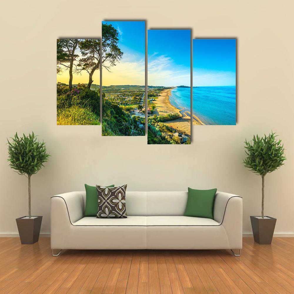 Vieste And Pizzomunno Beach View Canvas Wall Art-4 Pop-Gallery Wrap-50&quot; x 32&quot;-Tiaracle