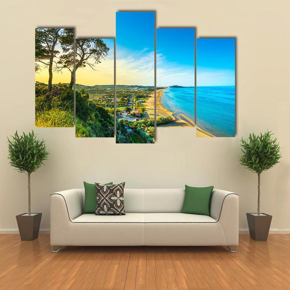Vieste And Pizzomunno Beach View Canvas Wall Art-5 Pop-Gallery Wrap-47&quot; x 32&quot;-Tiaracle