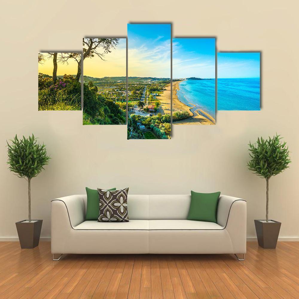 Vieste And Pizzomunno Beach View Canvas Wall Art-5 Star-Gallery Wrap-62&quot; x 32&quot;-Tiaracle