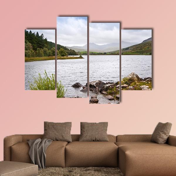 View Along Llyyn Mymbyr Canvas Wall Art-4 Pop-Gallery Wrap-50" x 32"-Tiaracle
