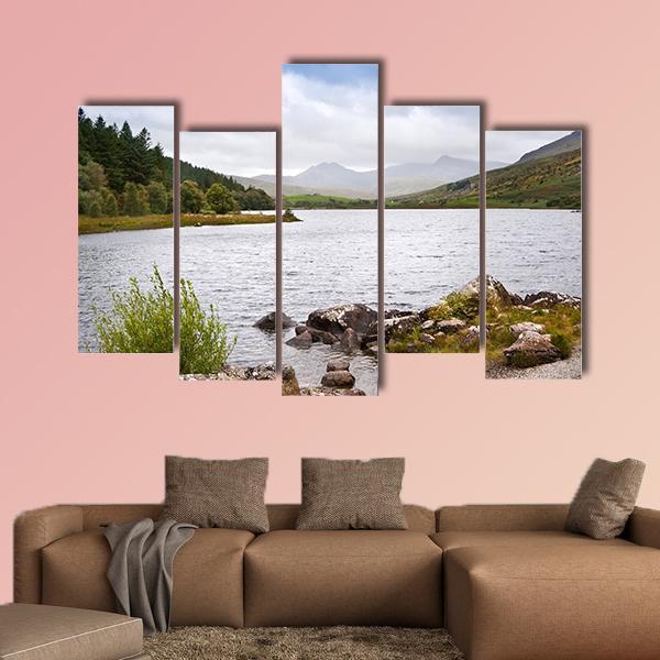 View Along Llyyn Mymbyr Canvas Wall Art-5 Pop-Gallery Wrap-47" x 32"-Tiaracle