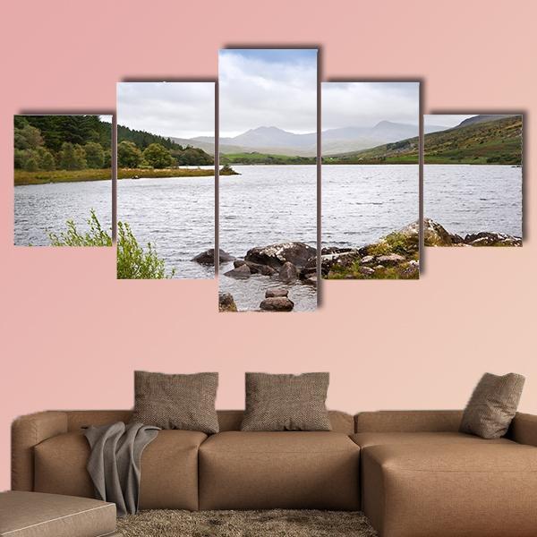 View Along Llyyn Mymbyr Canvas Wall Art-5 Star-Gallery Wrap-62" x 32"-Tiaracle