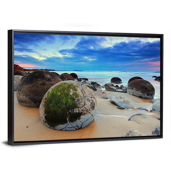 View At Moeraki Boulder Canvas Wall Art-3 Horizontal-Gallery Wrap-25" x 16"-Tiaracle