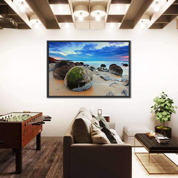 View At Moeraki Boulder Canvas Wall Art-3 Horizontal-Gallery Wrap-25" x 16"-Tiaracle