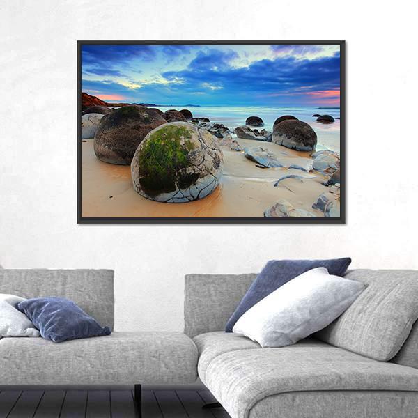 View At Moeraki Boulder Canvas Wall Art-3 Horizontal-Gallery Wrap-25" x 16"-Tiaracle