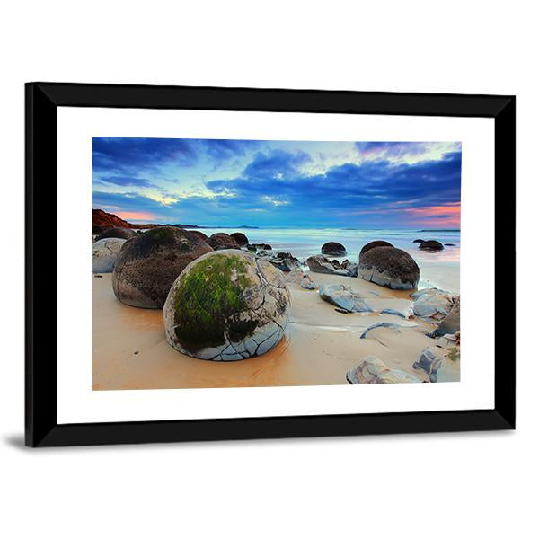 View At Moeraki Boulder Canvas Wall Art-3 Horizontal-Gallery Wrap-25" x 16"-Tiaracle