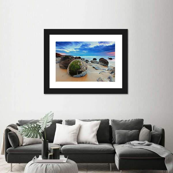 View At Moeraki Boulder Canvas Wall Art-3 Horizontal-Gallery Wrap-25" x 16"-Tiaracle