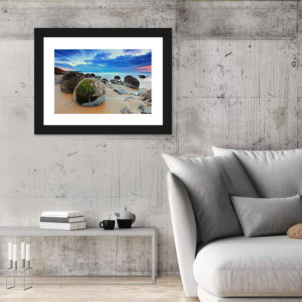 View At Moeraki Boulder Canvas Wall Art-3 Horizontal-Gallery Wrap-25" x 16"-Tiaracle