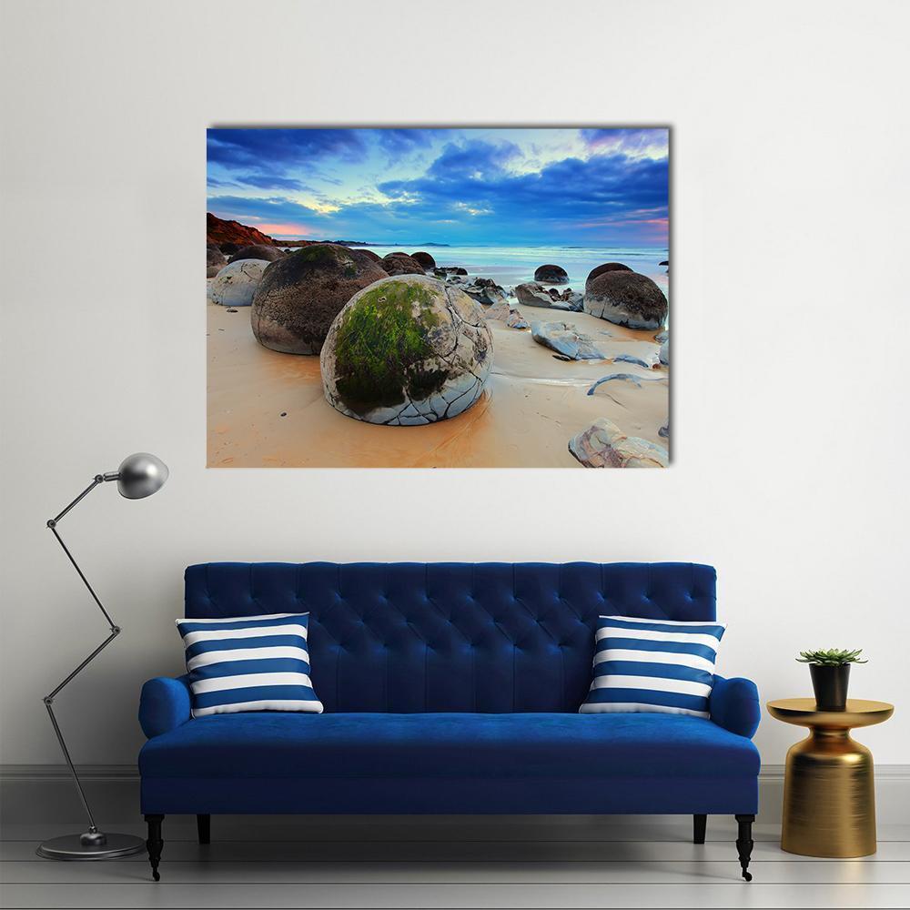 View At Moeraki Boulder Canvas Wall Art-1 Piece-Gallery Wrap-48" x 32"-Tiaracle