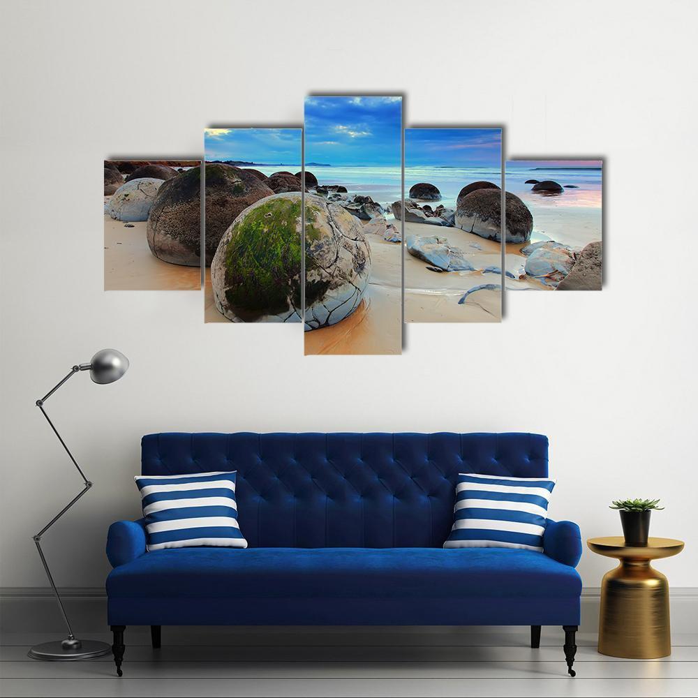 View At Moeraki Boulder Canvas Wall Art-5 Star-Gallery Wrap-62" x 32"-Tiaracle