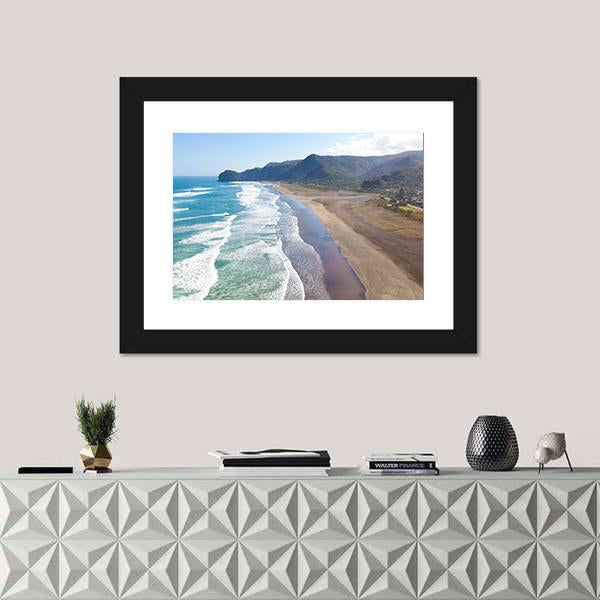 View At Piha Beach Canvas Wall Art-1 Piece-Framed Print-20" x 16"-Tiaracle