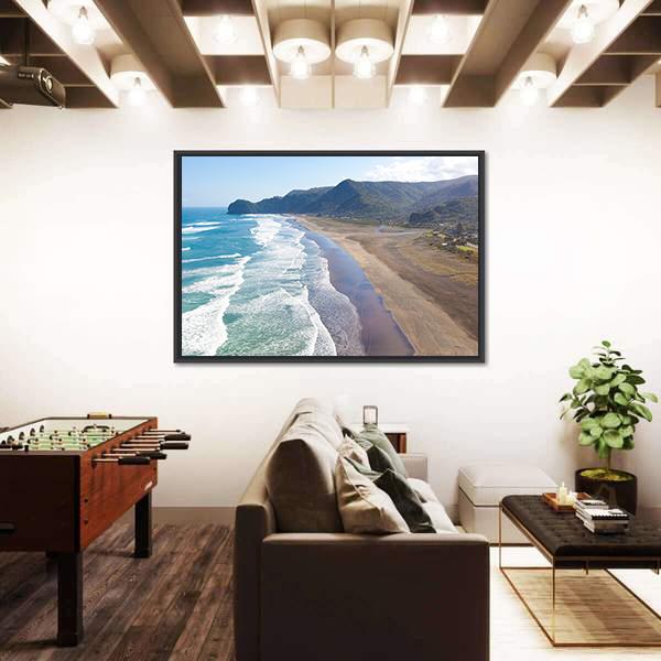 View At Piha Beach Canvas Wall Art-5 Horizontal-Gallery Wrap-22" x 12"-Tiaracle