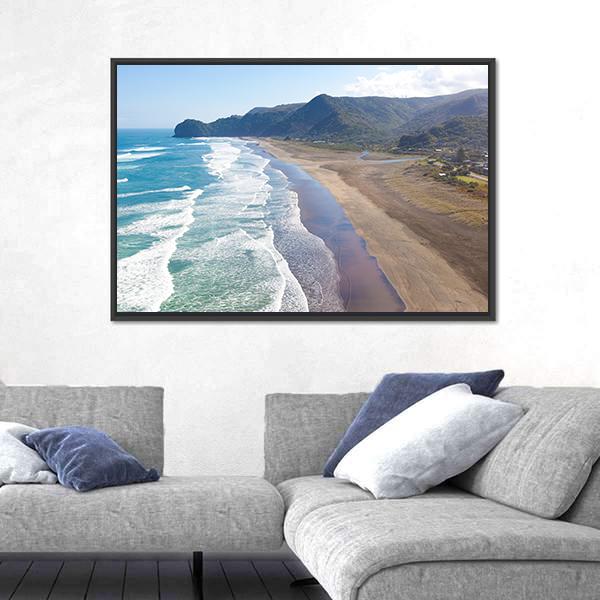 View At Piha Beach Canvas Wall Art-3 Horizontal-Gallery Wrap-25" x 16"-Tiaracle