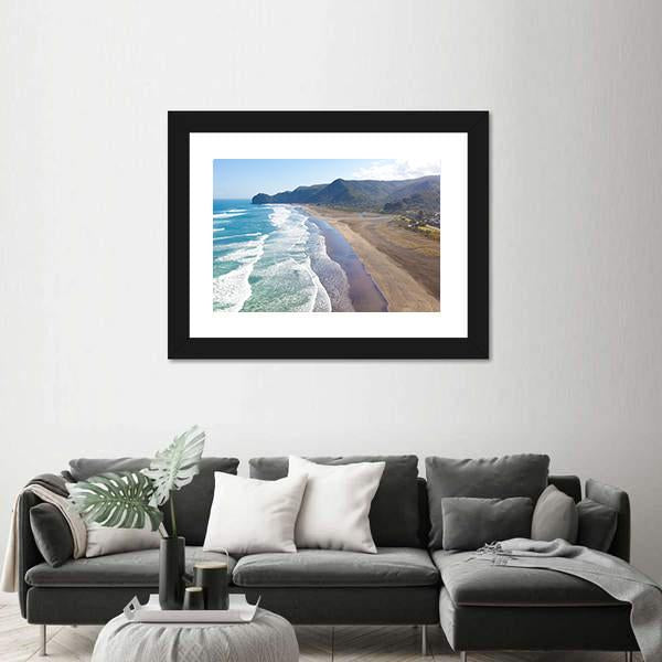 View At Piha Beach Canvas Wall Art-5 Horizontal-Gallery Wrap-22" x 12"-Tiaracle