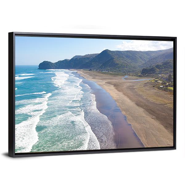 View At Piha Beach Canvas Wall Art-5 Horizontal-Gallery Wrap-22" x 12"-Tiaracle