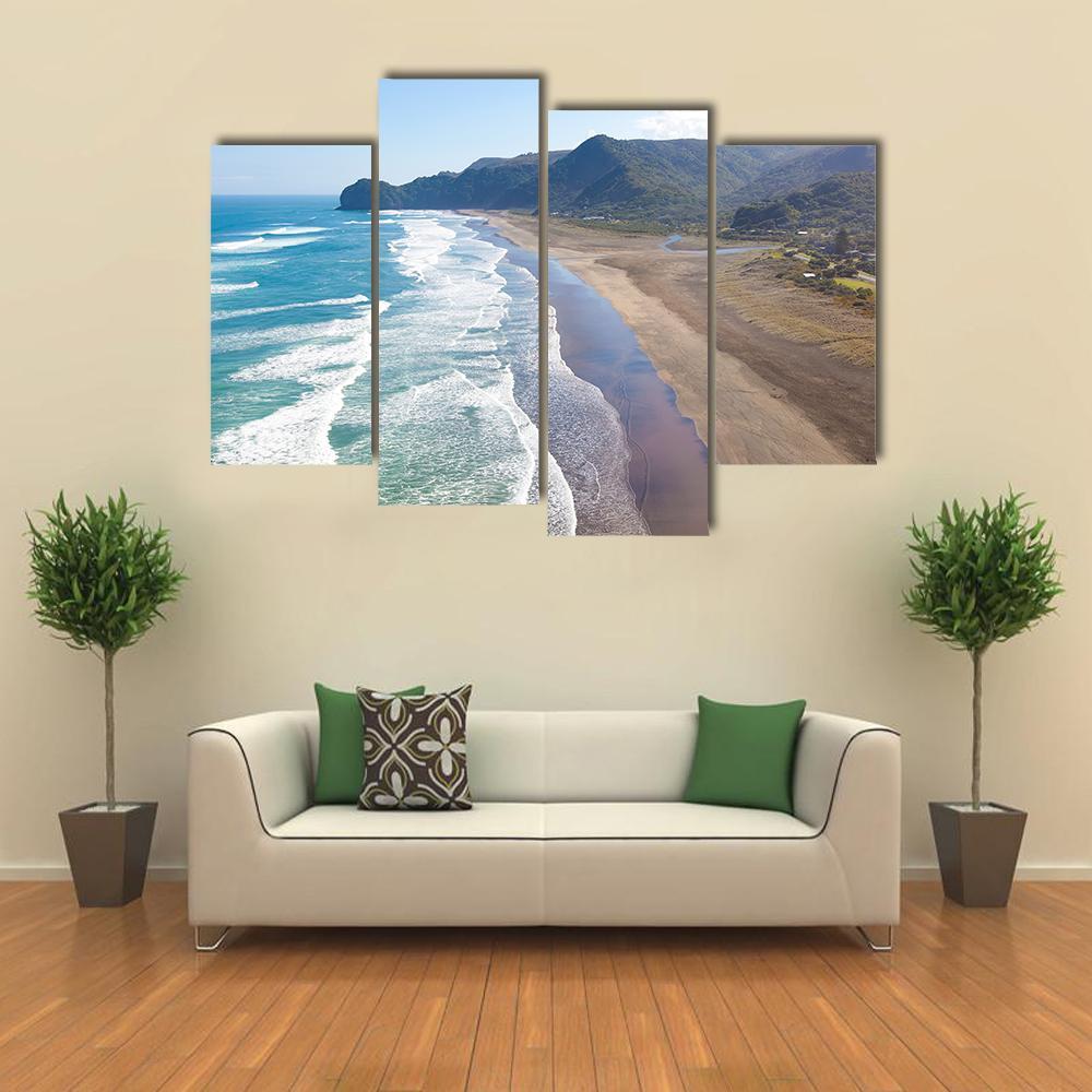 View At Piha Beach Canvas Wall Art-4 Pop-Gallery Wrap-50&quot; x 32&quot;-Tiaracle