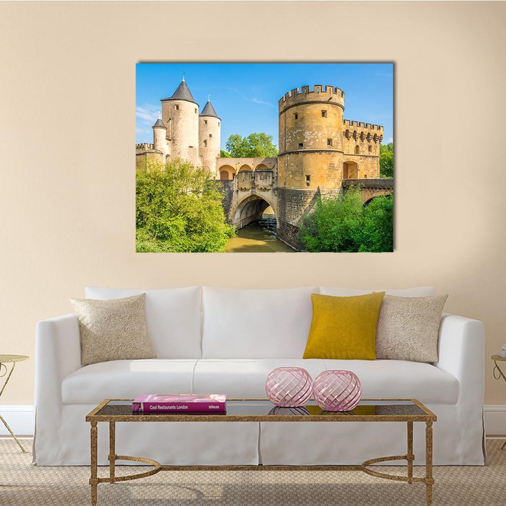 View At The German Gate Bridge In Metz Canvas Wall Art-1 Piece-Gallery Wrap-36" x 24"-Tiaracle
