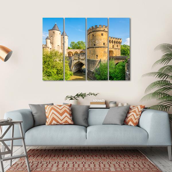 View At The German Gate Bridge In Metz Canvas Wall Art-4 Horizontal-Gallery Wrap-34" x 24"-Tiaracle