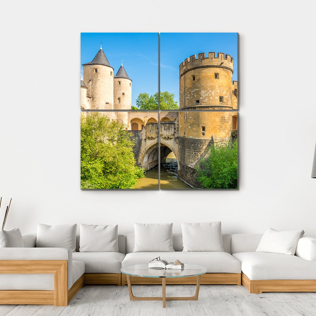 View At The German Gate Bridge In Metz Canvas Wall Art-4 Square-Gallery Wrap-17" x 17"-Tiaracle