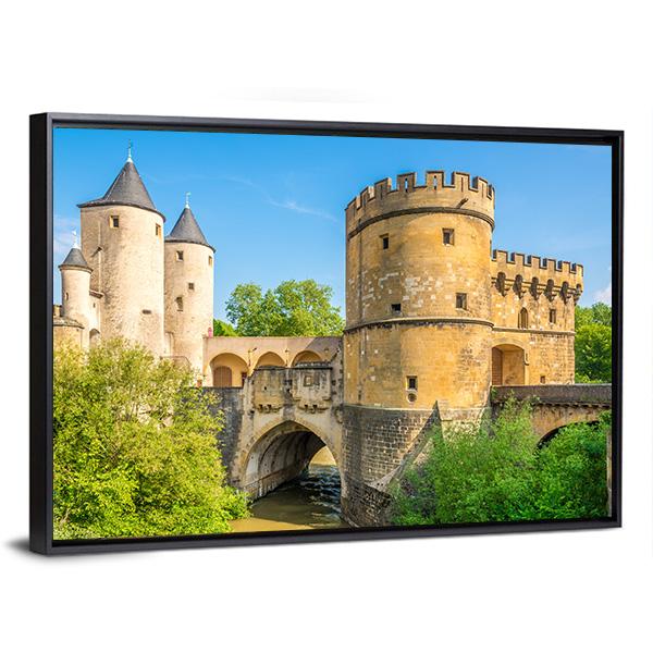 View At The German Gate Bridge In Metz Canvas Wall Art-3 Horizontal-Gallery Wrap-25" x 16"-Tiaracle