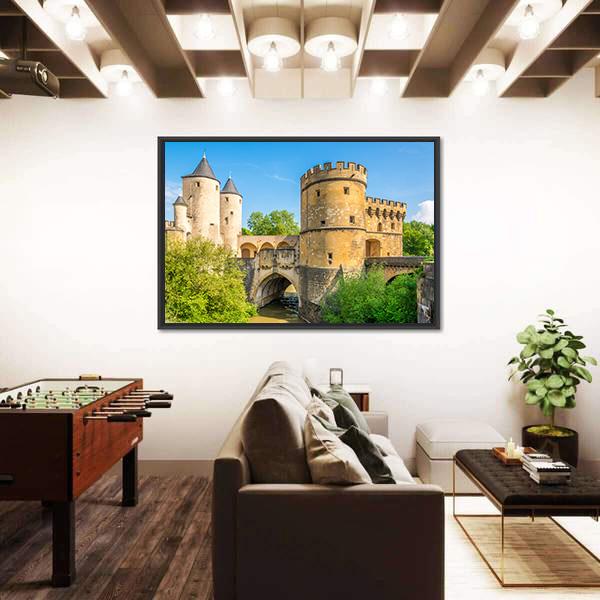 View At The German Gate Bridge In Metz Canvas Wall Art-3 Horizontal-Gallery Wrap-25" x 16"-Tiaracle