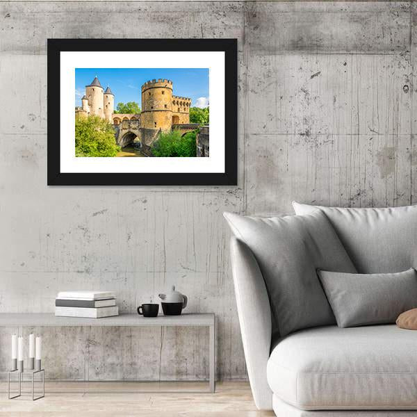View At The German Gate Bridge In Metz Canvas Wall Art-3 Horizontal-Gallery Wrap-25" x 16"-Tiaracle