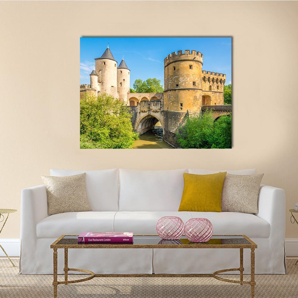 View At The German Gate Bridge In Metz Canvas Wall Art-1 Piece-Gallery Wrap-48" x 32"-Tiaracle