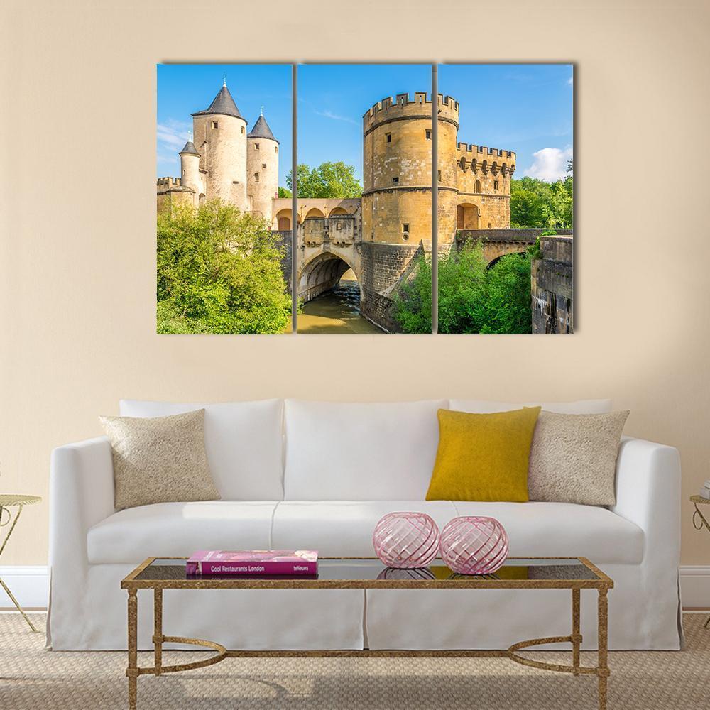 View At The German Gate Bridge In Metz Canvas Wall Art-3 Horizontal-Gallery Wrap-37" x 24"-Tiaracle