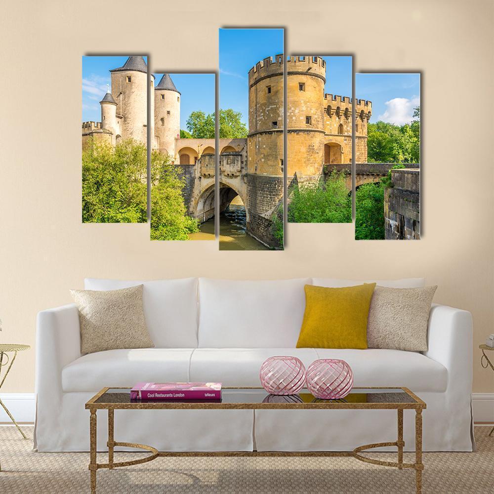 View At The German Gate Bridge In Metz Canvas Wall Art-1 Piece-Gallery Wrap-48" x 32"-Tiaracle