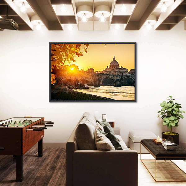 View At Tiber And St Peter Canvas Wall Art-3 Horizontal-Gallery Wrap-25" x 16"-Tiaracle