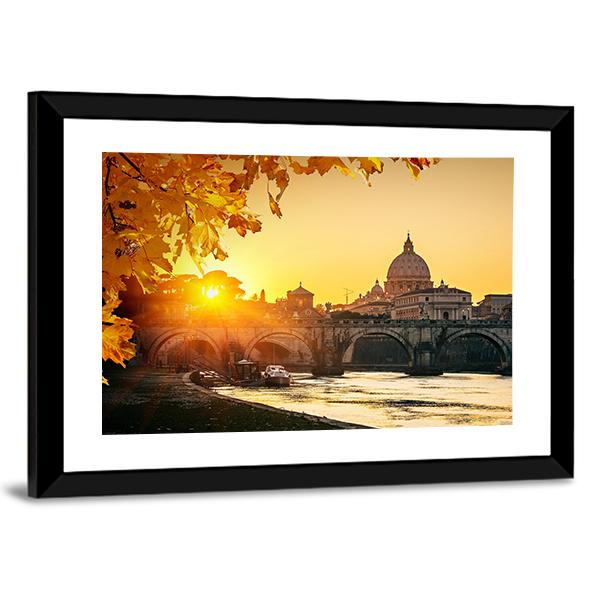 View At Tiber And St Peter Canvas Wall Art-3 Horizontal-Gallery Wrap-25" x 16"-Tiaracle
