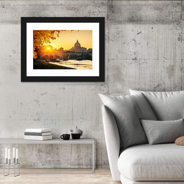 View At Tiber And St Peter Canvas Wall Art-3 Horizontal-Gallery Wrap-25" x 16"-Tiaracle
