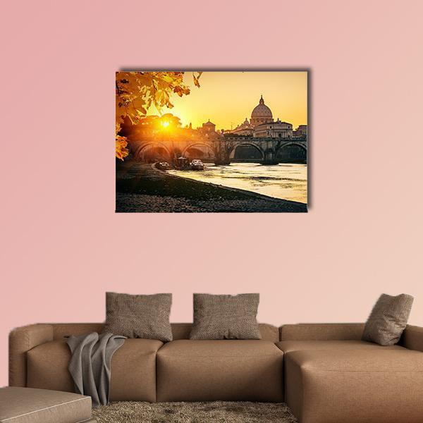 View At Tiber And St Peter Canvas Wall Art-1 Piece-Gallery Wrap-48" x 32"-Tiaracle