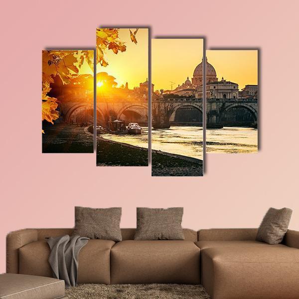 View At Tiber And St Peter Canvas Wall Art-4 Pop-Gallery Wrap-50" x 32"-Tiaracle