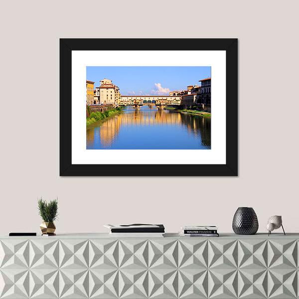 View Down The Arno River Canvas Wall Art-1 Piece-Framed Print-20" x 16"-Tiaracle