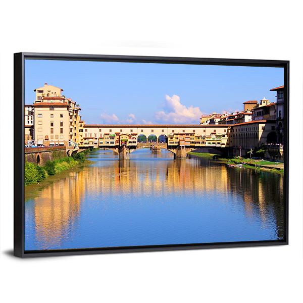 View Down The Arno River Canvas Wall Art-3 Horizontal-Gallery Wrap-25" x 16"-Tiaracle