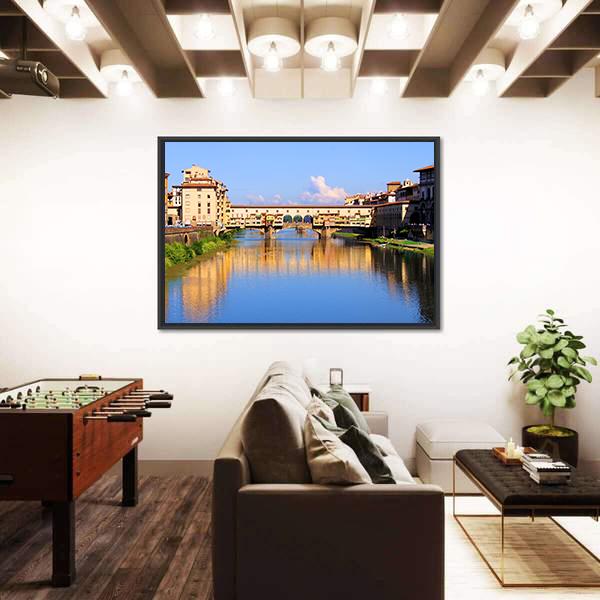 View Down The Arno River Canvas Wall Art-5 Horizontal-Gallery Wrap-22" x 12"-Tiaracle