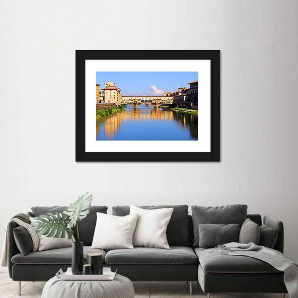 View Down The Arno River Canvas Wall Art-5 Horizontal-Gallery Wrap-22" x 12"-Tiaracle