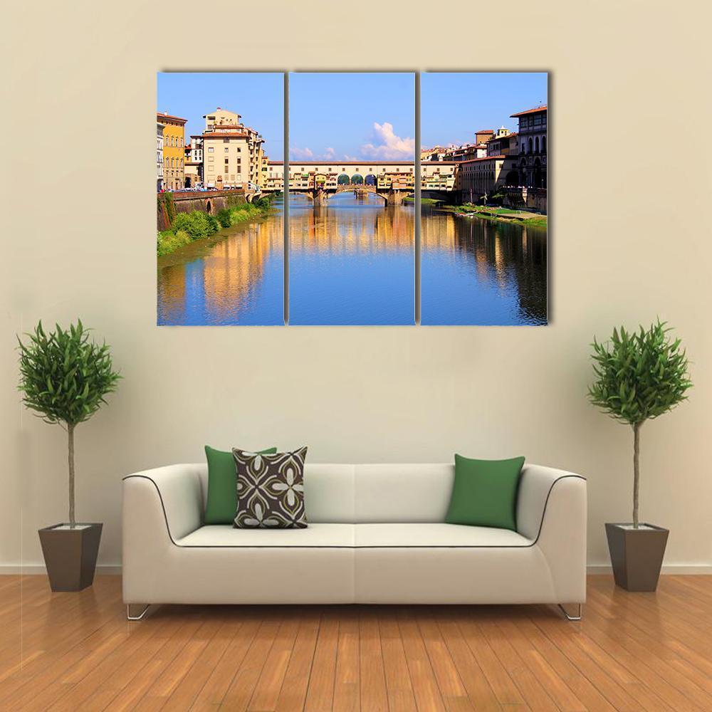 View Down The Arno River Canvas Wall Art-3 Horizontal-Gallery Wrap-37" x 24"-Tiaracle