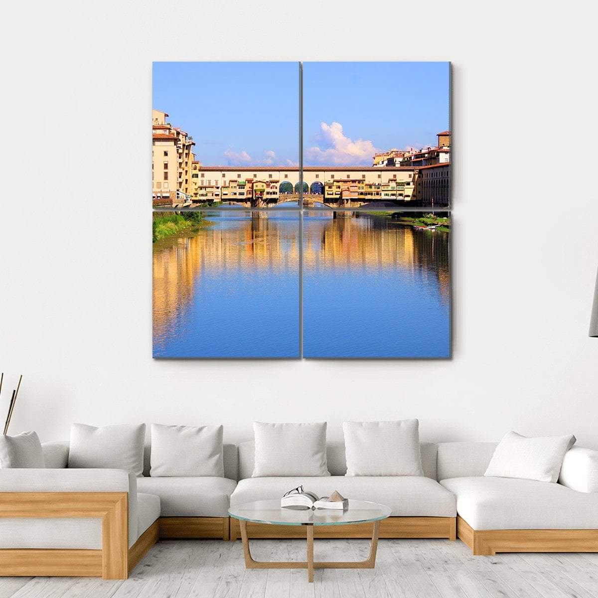 View Down The Arno River Canvas Wall Art-4 Square-Gallery Wrap-17" x 17"-Tiaracle