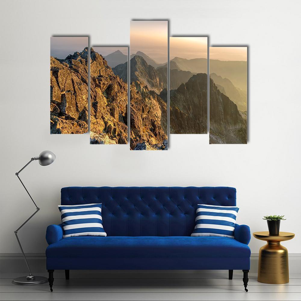 View From Aries Rohy Peak In Slovakia Canvas Wall Art-5 Pop-Gallery Wrap-47" x 32"-Tiaracle