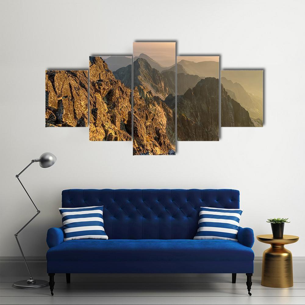 View From Aries Rohy Peak In Slovakia Canvas Wall Art-5 Star-Gallery Wrap-62" x 32"-Tiaracle