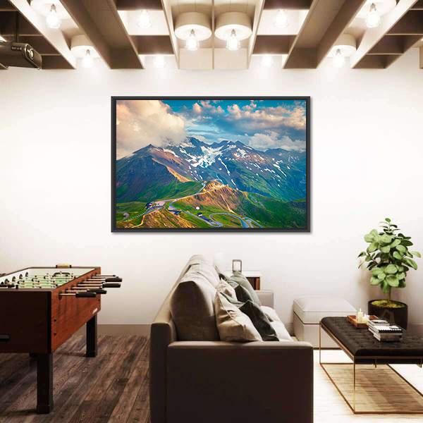 View From Bird's Eye Of Grossglockner High Alpine Road Canvas Wall Art-3 Horizontal-Gallery Wrap-25" x 16"-Tiaracle